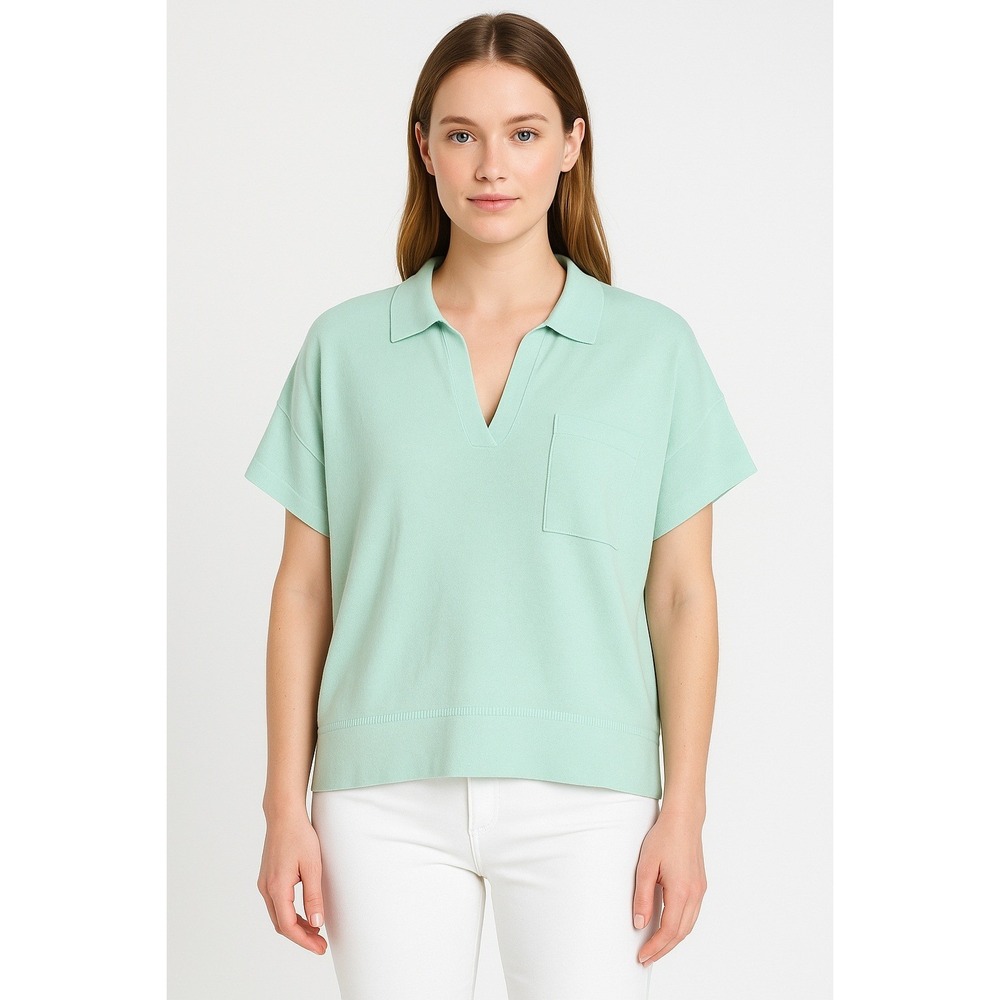 NWOT Banana Republic Women Polo Top XL/XXL Linen Oversized Johnny-Collar Sweater - Picture 3 of 9